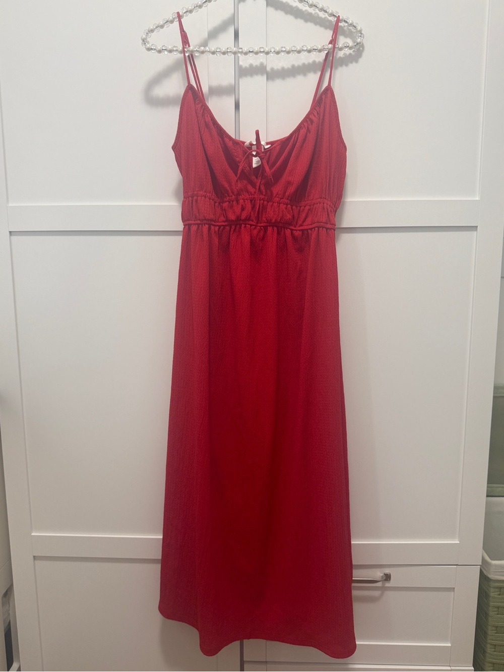 H&M Red Textured Midi Dress – Size M